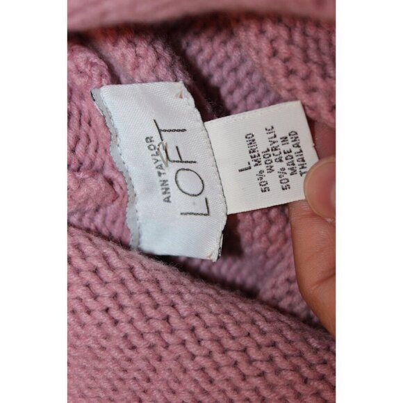 Loft Marino Wool Acrylic Womens Pink Turtleneck Sweater Large - Picture 6 of 8